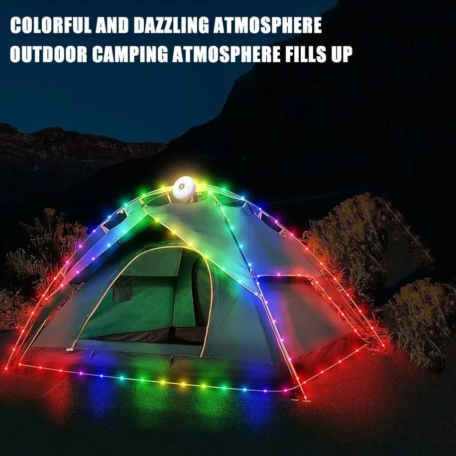 CampBeam LED Outdoor String Lights – Rechargeable Waterproof Lights with Magnetic Hooks & 5 Lighting Modes