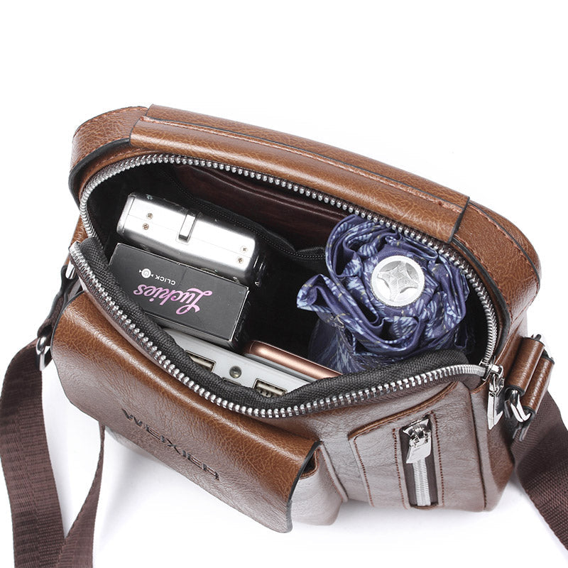 Luxury Shoulder Bag for Men – PU Leather Crossbody Satchel with Adjustable Strap