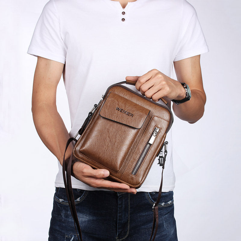 Luxury Shoulder Bag for Men – PU Leather Crossbody Satchel with Adjustable Strap