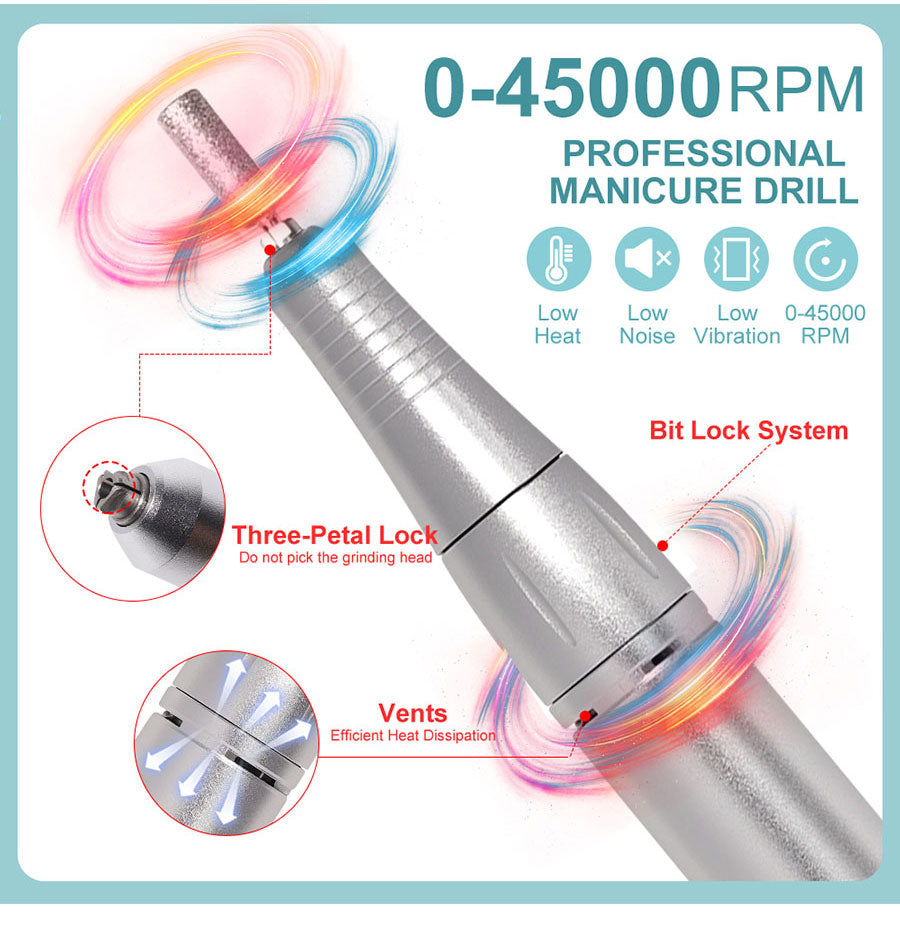 ProNail 45000RPM Electric Nail File – Portable Rechargeable E-File for Manicure & Acrylic Nails | Low Noise