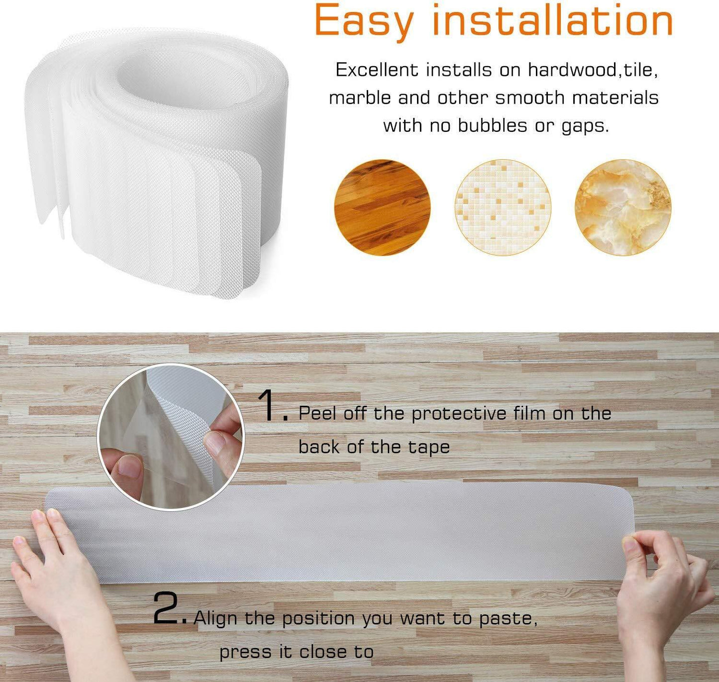 Clear Non-Slip Stair Tread Strips – Indoor Safety Grip Tape for Steps