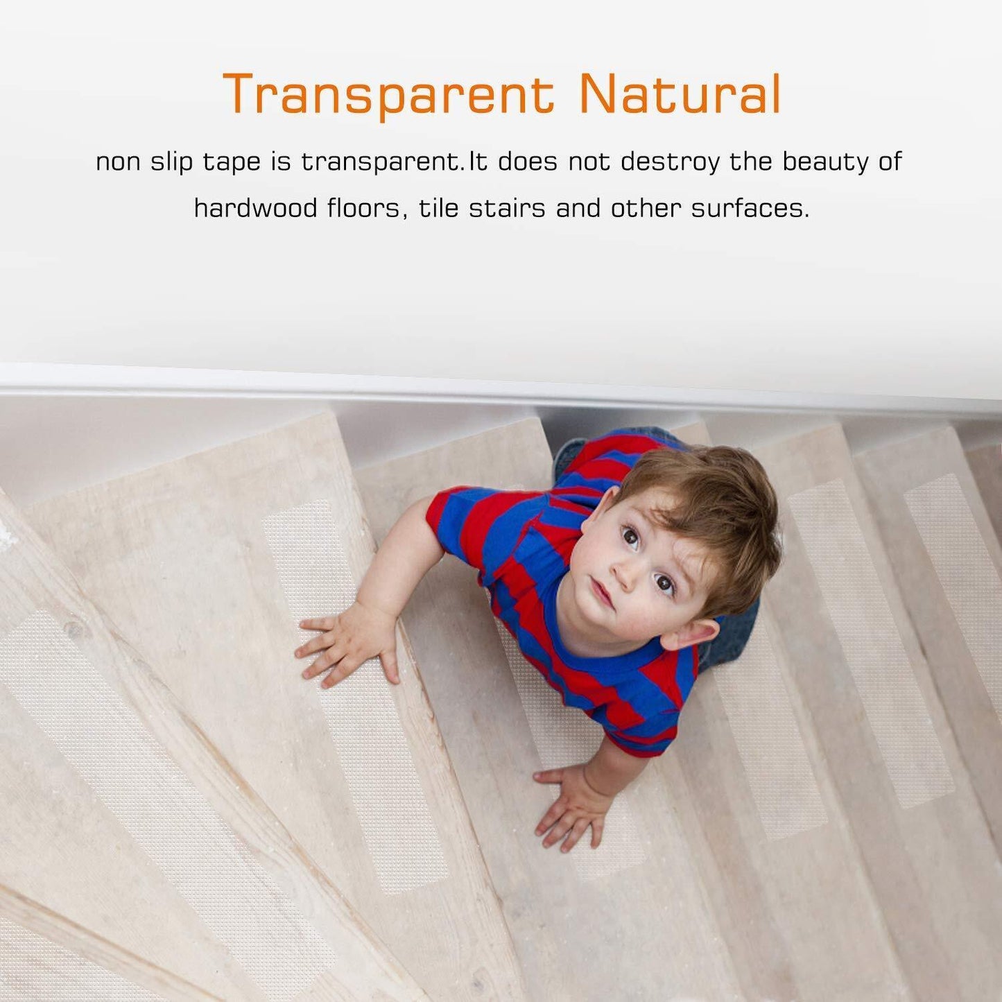 Clear Non-Slip Stair Tread Strips – Indoor Safety Grip Tape for Steps