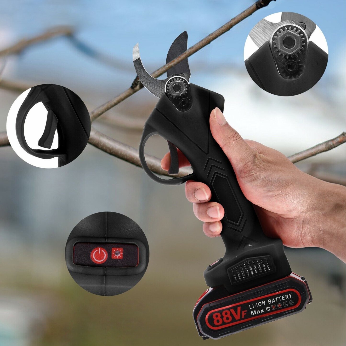 Electric Pruning Shears – 21V Cordless Garden Cutter with Precision Steel Blades