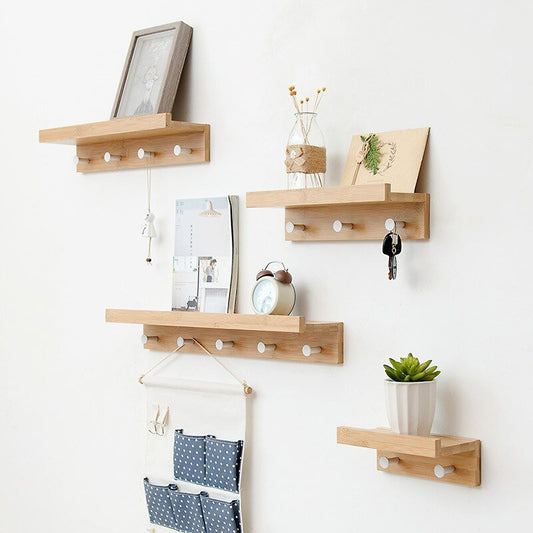 Smash Wall Shelf with Hooks – Multifunctional Wooden Storage Rack for Any Room