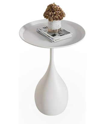 Round Metal Pedestal Side Table – Medieval Style Accent Table with Modern Twist