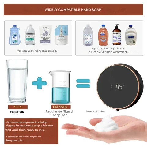 Cleon 5-in-1 Smart Automatic Soap Dispenser with LED Display – Touchless, Rechargeable & Wall-Mountable