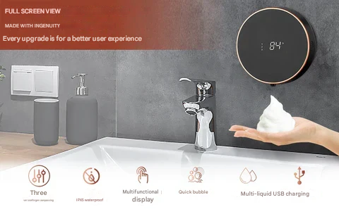 Cleon 5-in-1 Smart Automatic Soap Dispenser with LED Display – Touchless, Rechargeable & Wall-Mountable