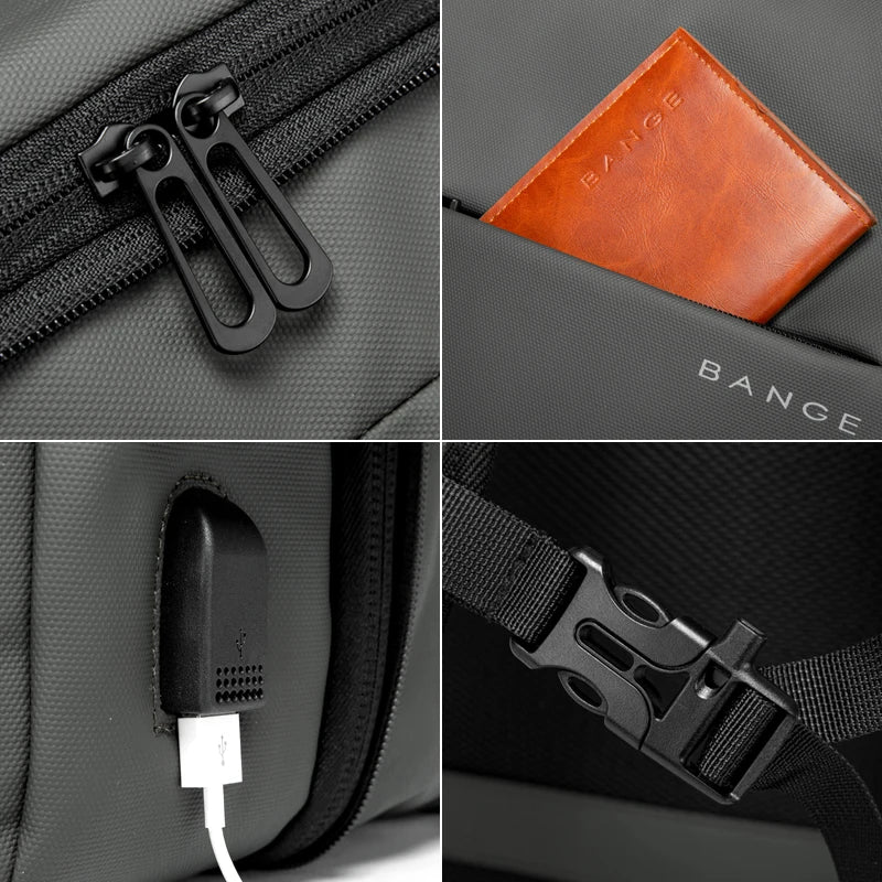 URBANFORM Business Backpack – Expandable, Waterproof, USB Charging Port & 17.3" Laptop Compartment