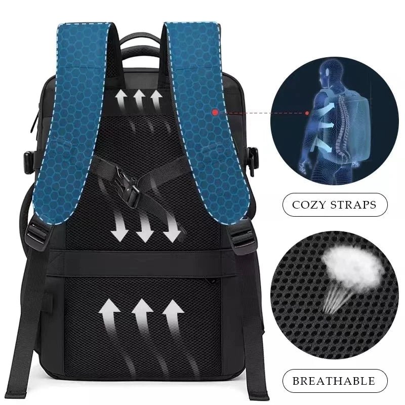 URBANFORM Business Backpack – Expandable, Waterproof, USB Charging Port & 17.3" Laptop Compartment