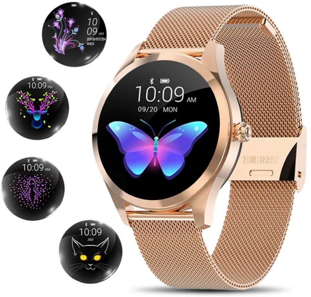 Smart Gold Women’s Smartwatch – Elegant Stainless Steel Design with Activity Tracking & Notifications