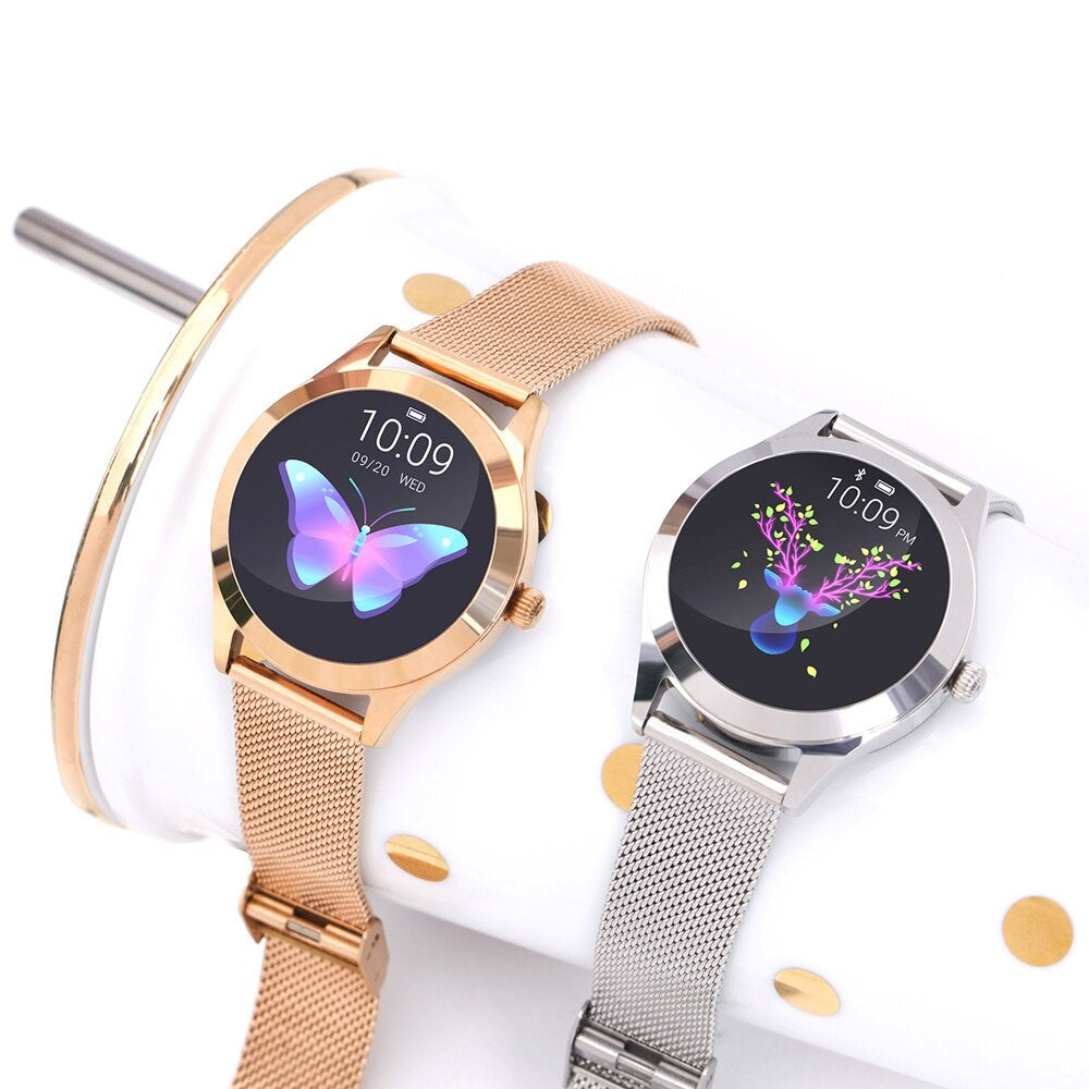 Smart Gold Women’s Smartwatch – Elegant Stainless Steel Design with Activity Tracking & Notifications