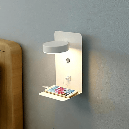 Multi-Angle Bedside Lamp with USB Charging Station & Built-In Shelf – Adjustable LED Lighting