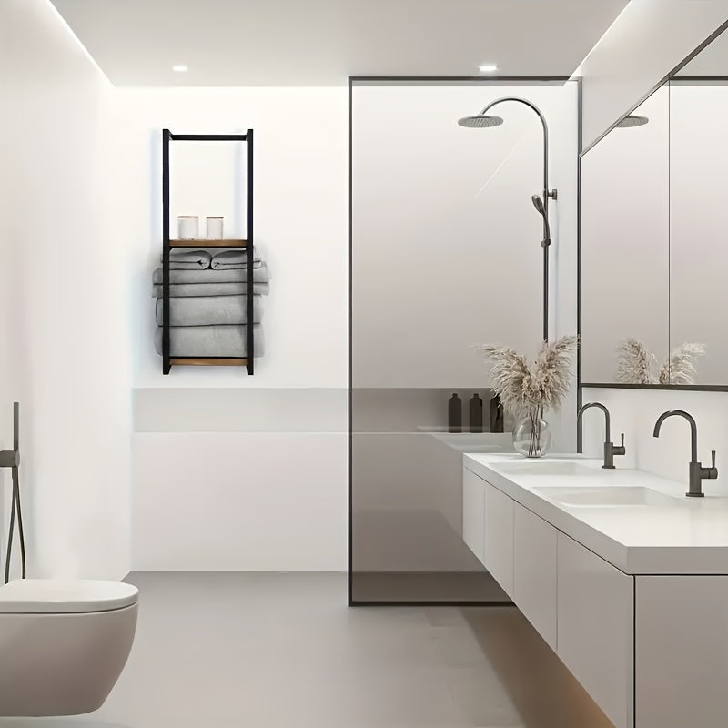 IronRack – Modern Wall-Mounted Towel Rack | Waterproof Metal Bathroom Shelf