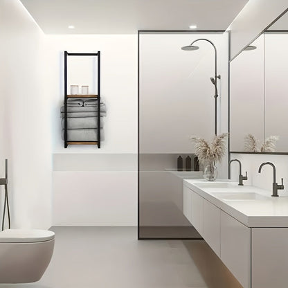 IronRack – Modern Wall-Mounted Towel Rack | Waterproof Metal Bathroom Shelf