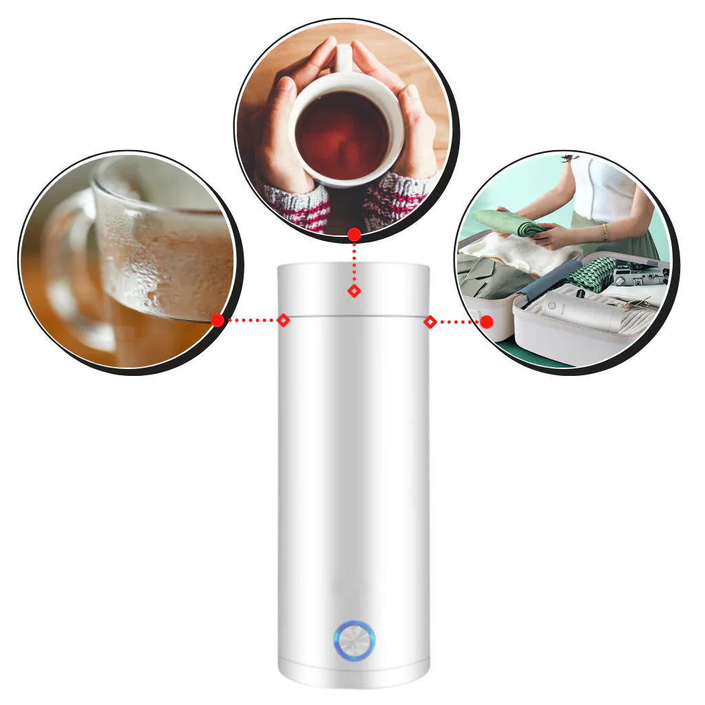 Portable Water Boiler 400ml – Compact Travel Kettle with Intelligent Temperature Control & Double Insulation