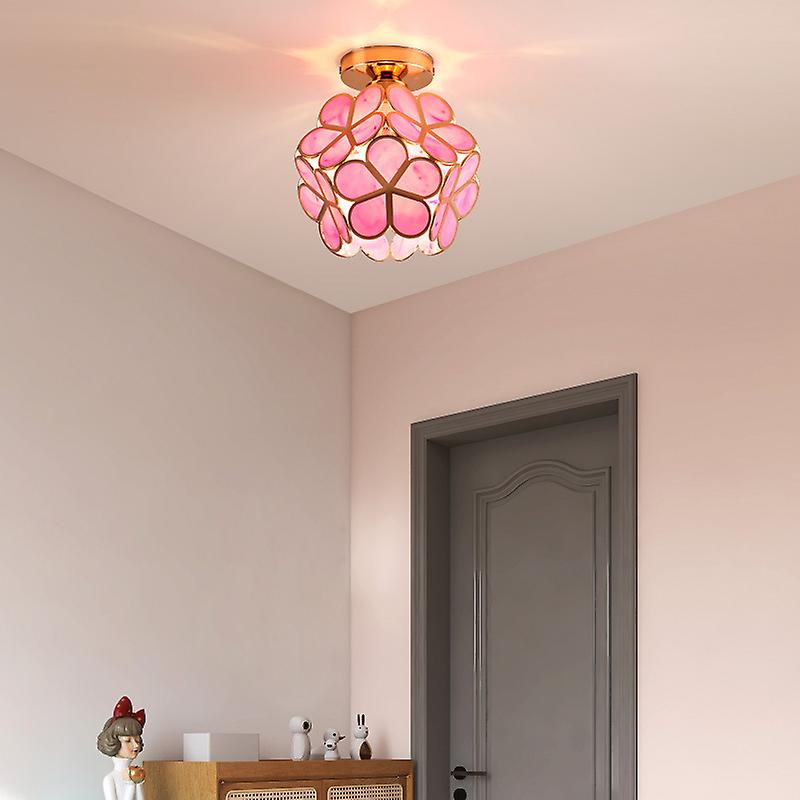 Artistic Glass Ceiling Light with Floral Pattern – Vintage Flush Mount Fixture
