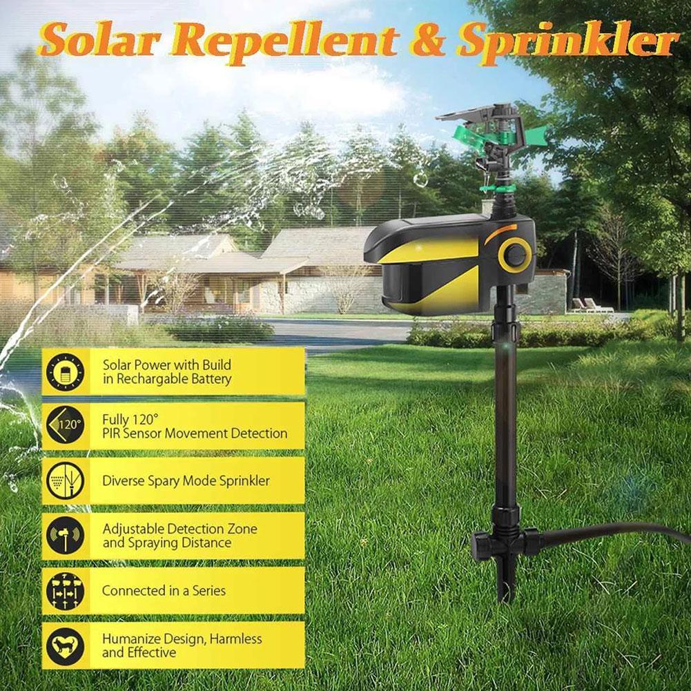 Solar Powered Motion Activated Sprinkler for Deer and Garden Pest Deterrent