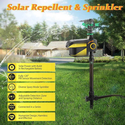 Solar Powered Motion Activated Sprinkler for Deer and Garden Pest Deterrent