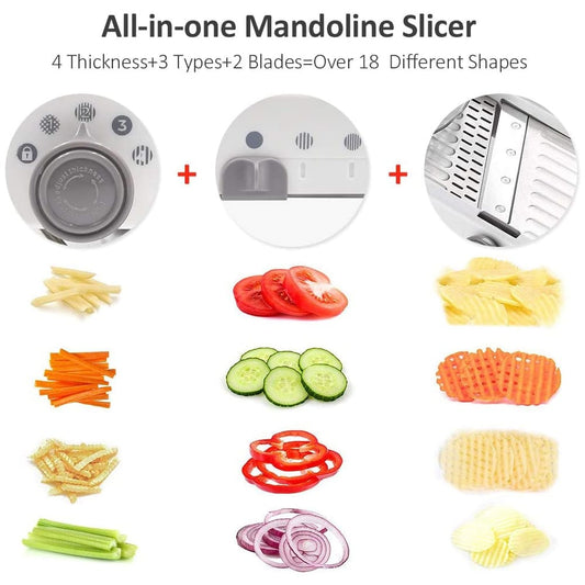 Professional Mandoline Vegetable Slicer – Adjustable 304 Stainless Steel Blades for Precision Cutting