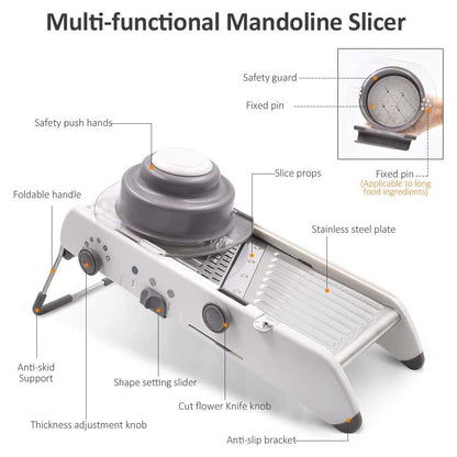 Professional Mandoline Vegetable Slicer – Adjustable 304 Stainless Steel Blades for Precision Cutting