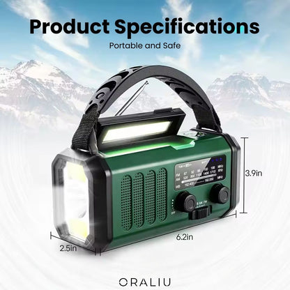 Solar Emergency Radio with Power Bank – Hand Crank & LED Torch for Camping and Outdoor Use