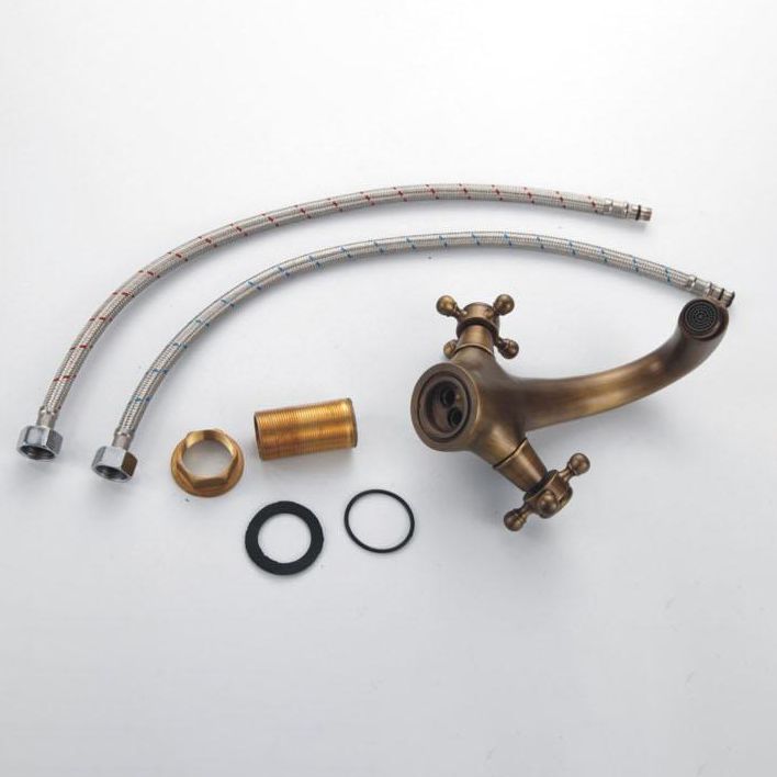 Industrial Wide-Spread Bathroom Faucet with Dual Cross Handles – Brass Construction