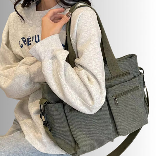 Urban Cord Tote Stylish Corduroy Shoulder Bag – Spacious, Lightweight & Functional Everyday Tote