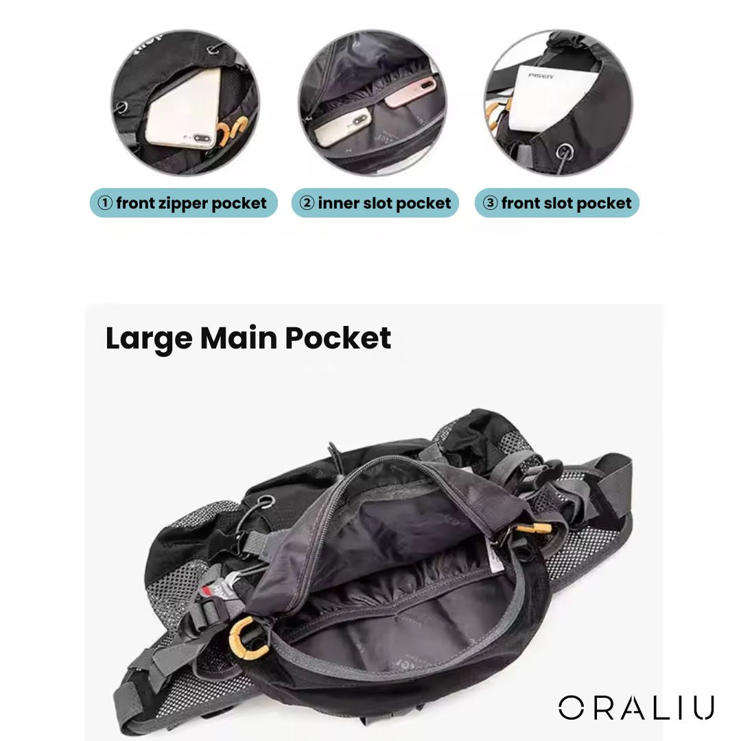 Waterproof Hiking Waist Bag – 5L Bum Bag with Zippered Pockets for Walking & Outdoor Adventures