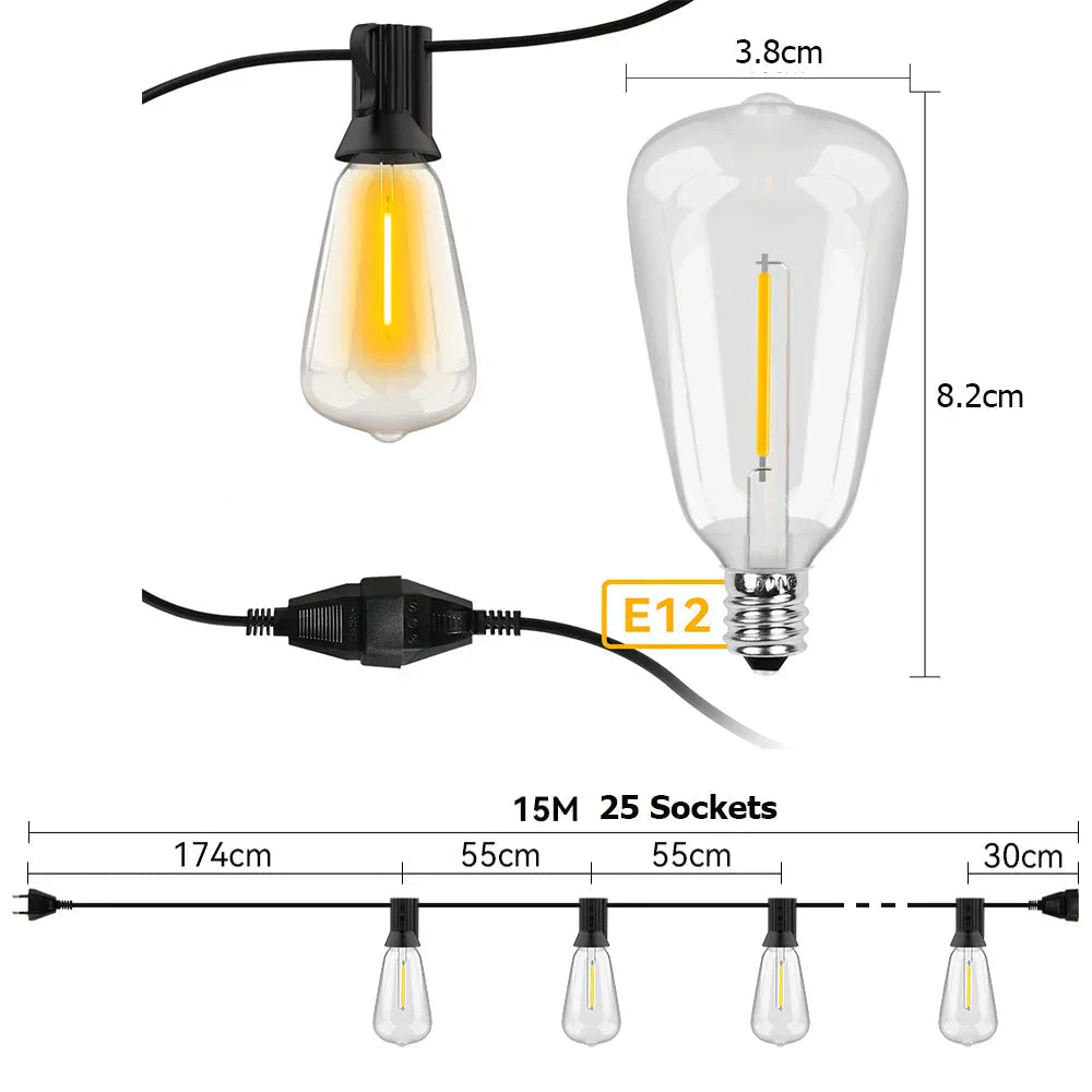 Weatherproof Outdoor LED String Lights – Garden, Patio & Festive Lighting