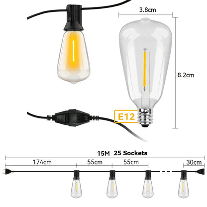 Weatherproof Outdoor LED String Lights – Garden, Patio & Festive Lighting