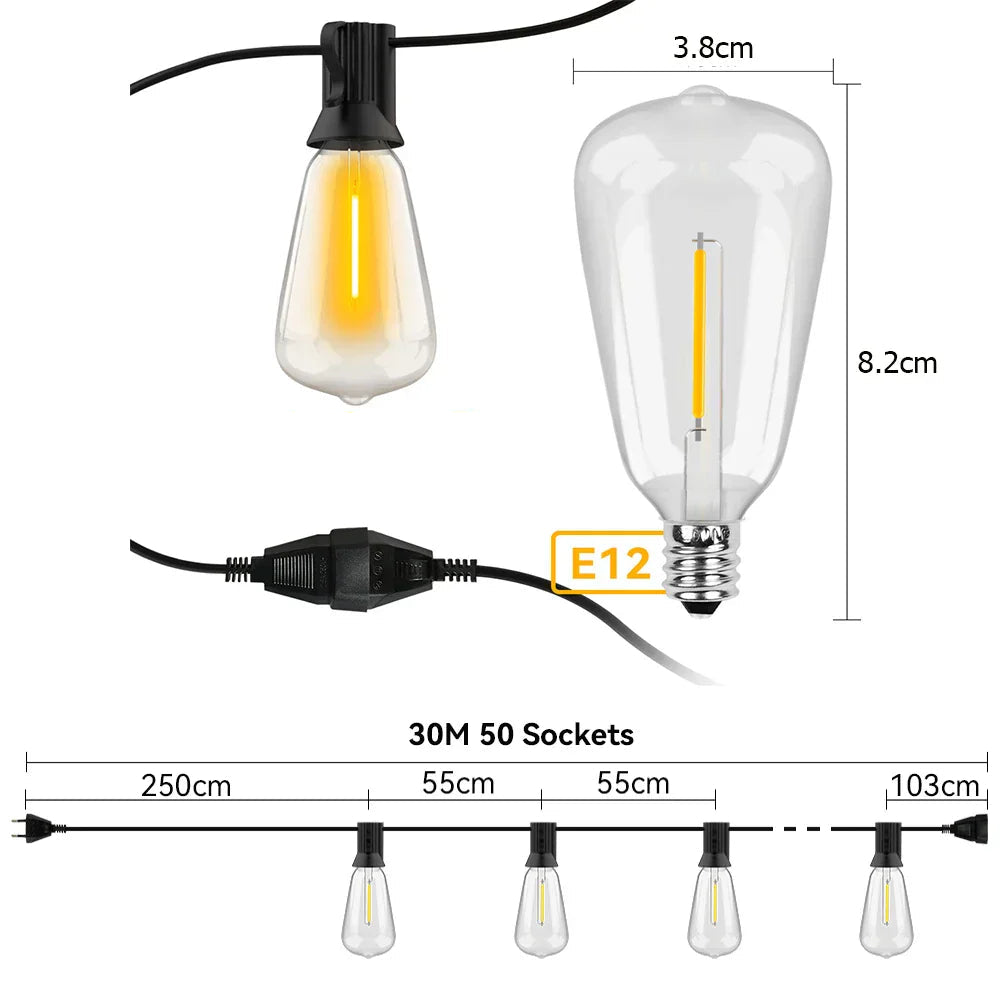 Weatherproof Outdoor LED String Lights – Garden, Patio & Festive Lighting