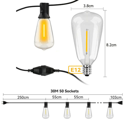 Weatherproof Outdoor LED String Lights – Garden, Patio & Festive Lighting