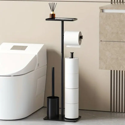 Toilet Paper Holder with Integrated Brush – Space-Saving Bathroom Accessory for Modern Homes
