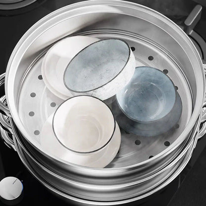 Stainless Steel 3-Tier Steamer with Handles & Glass Lid – Healthy, Efficient Cooking