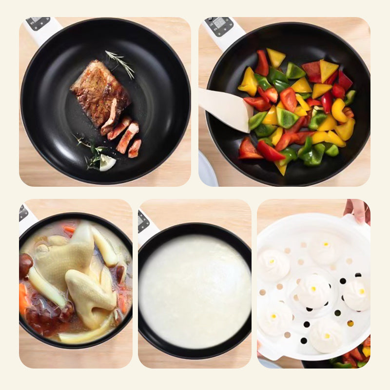 CookEase – Versatile 3L Electric Frying Pan with Steamer & Multi-Cooking Modes