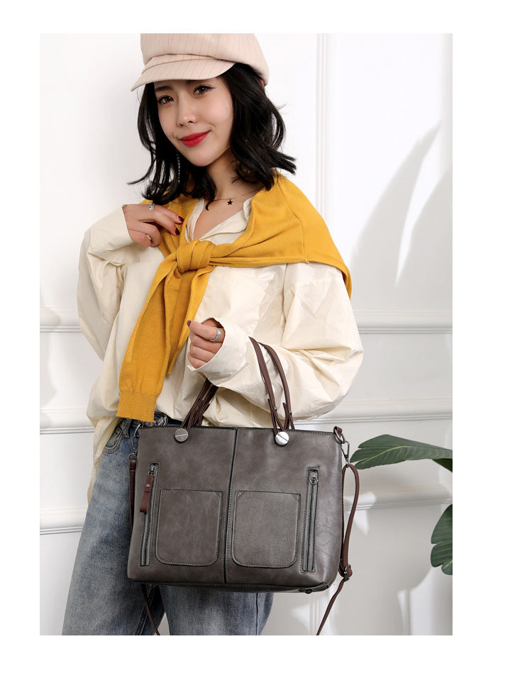 Vintage Leather Autumn Shoulder Bag for Women – Stylish PU Crossbody Tote