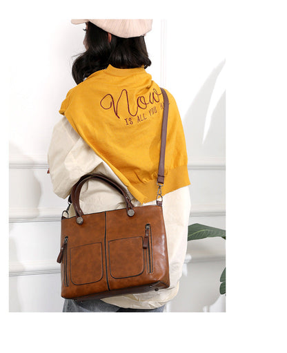 Vintage Leather Autumn Shoulder Bag for Women – Stylish PU Crossbody Tote