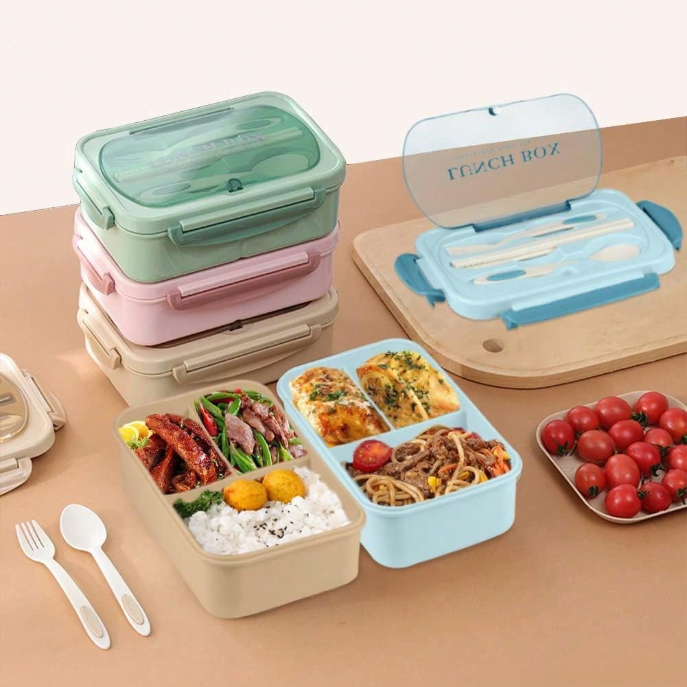 Leak-Proof 1200ml Adult Bento Lunch Box with Cutlery – 3 Food Compartments | BPA-Free & Dishwasher Safe