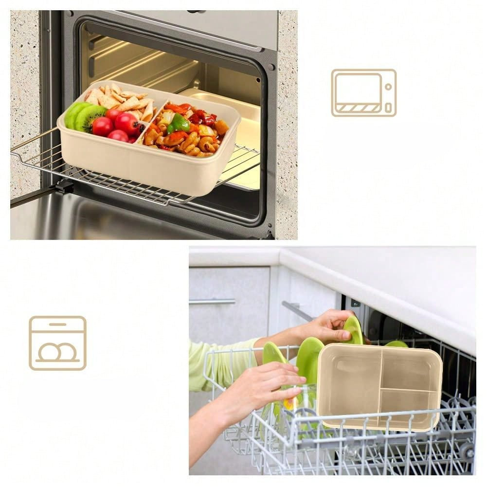 Leak-Proof 1200ml Adult Bento Lunch Box with Cutlery – 3 Food Compartments | BPA-Free & Dishwasher Safe