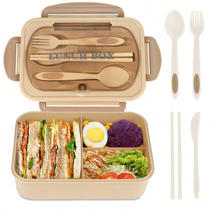 Leak-Proof 1200ml Adult Bento Lunch Box with Cutlery – 3 Food Compartments | BPA-Free & Dishwasher Safe