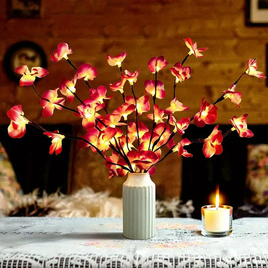 Purple Phalaenopsis Orchid with 20 Warm LED Lights – Elegant Decorative Artificial Flower