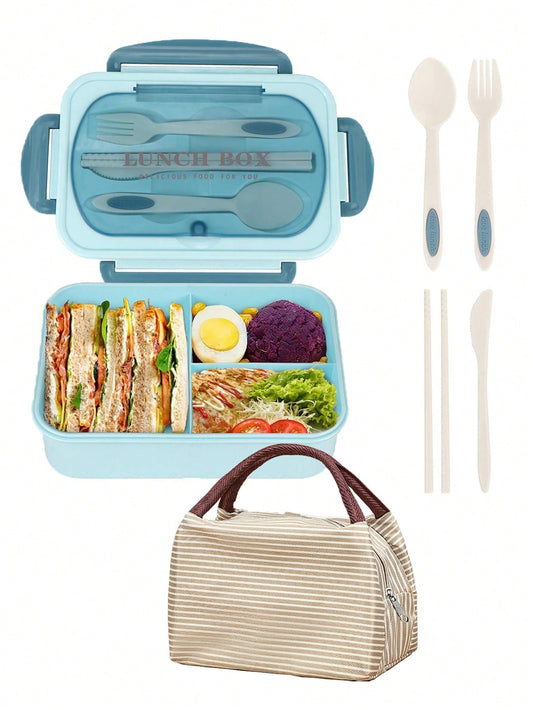 Leak-Proof 1200ml Adult Bento Lunch Box with Cutlery – 3 Food Compartments | BPA-Free & Dishwasher Safe
