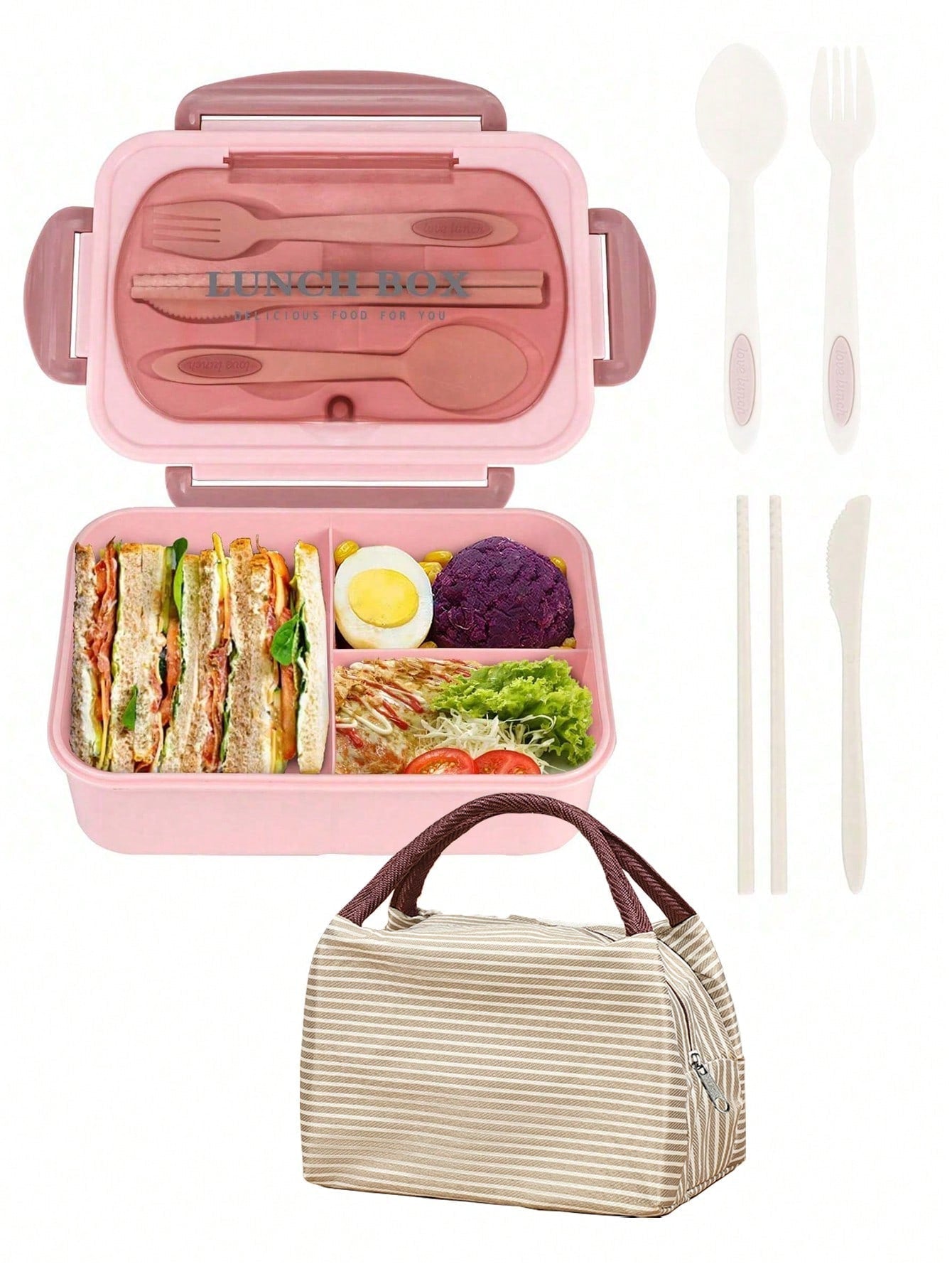 Leak-Proof 1200ml Adult Bento Lunch Box with Cutlery – 3 Food Compartments | BPA-Free & Dishwasher Safe