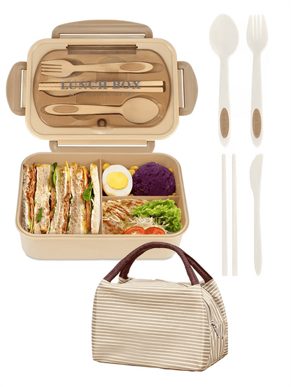 Leak-Proof 1200ml Adult Bento Lunch Box with Cutlery – 3 Food Compartments | BPA-Free & Dishwasher Safe