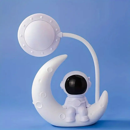 Creative Moon Astronaut LED Night Light – Rechargeable Dimmable Lamp for Bedroom & Desk