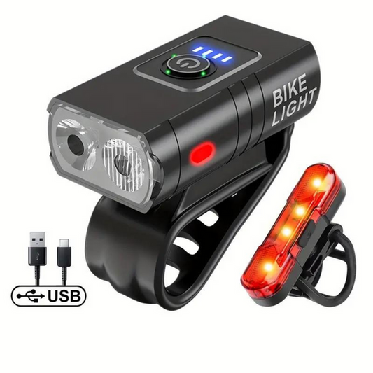 USB Rechargeable LED Bike Lights – 1000 Lumen Front & 500 Lumen Rear, Waterproof