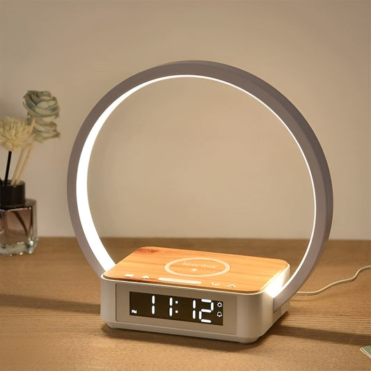 GlowMax 3-in-1 LED Table Lamp – Wireless Charger, Alarm Clock & Touch Control