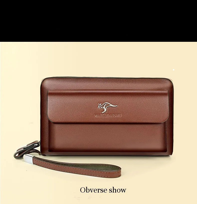 Men's Genuine Leather Clutch Bag – Stylish & Spacious PU Leather Wallet for Daily Essentials