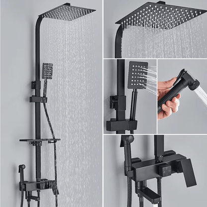 HydraLux Brass Rain Shower Set – 4-in-1 Adjustable Mixer with Luxury Chrome Finish