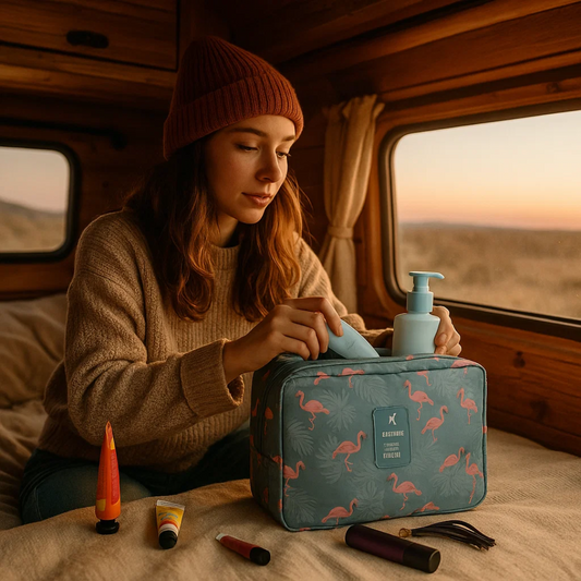 TravelEase –  Water-Resistant Travel Toiletry Bag with Hanging Hook